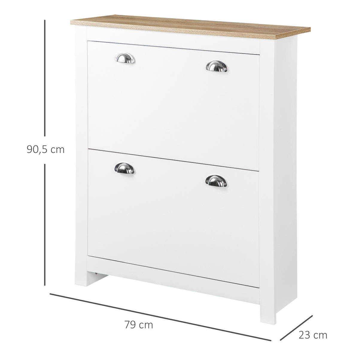 Sapateira Estreita Móvel Sapateira de Entrada com 2 Gavetas Abatíveis Prateleiras Ajustáveis para 12 Pares de Sapatos para Corredor 79x23x90,5 cm Branco — foto 3
