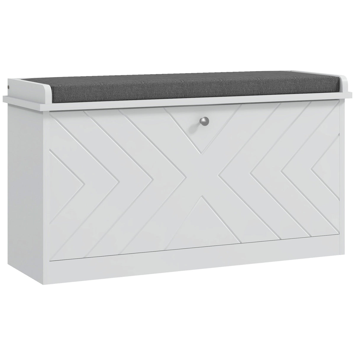 Banco Sapateira Moderno Móvel Sapateira com Banco de Madeira com Prateleiras Ajustáveis e Almofada Acolchoada para 8 Pares de Sapatos para Entrada Corredor 80x26x44,5 cm Branco — foto 1