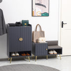 Banco Sapateira com Compartimento Aberto e Almofada Acolchoada para 4 Pares de Sapatos para Entrada Corredor 80x33x49 cm Cinza Escuro — foto 2