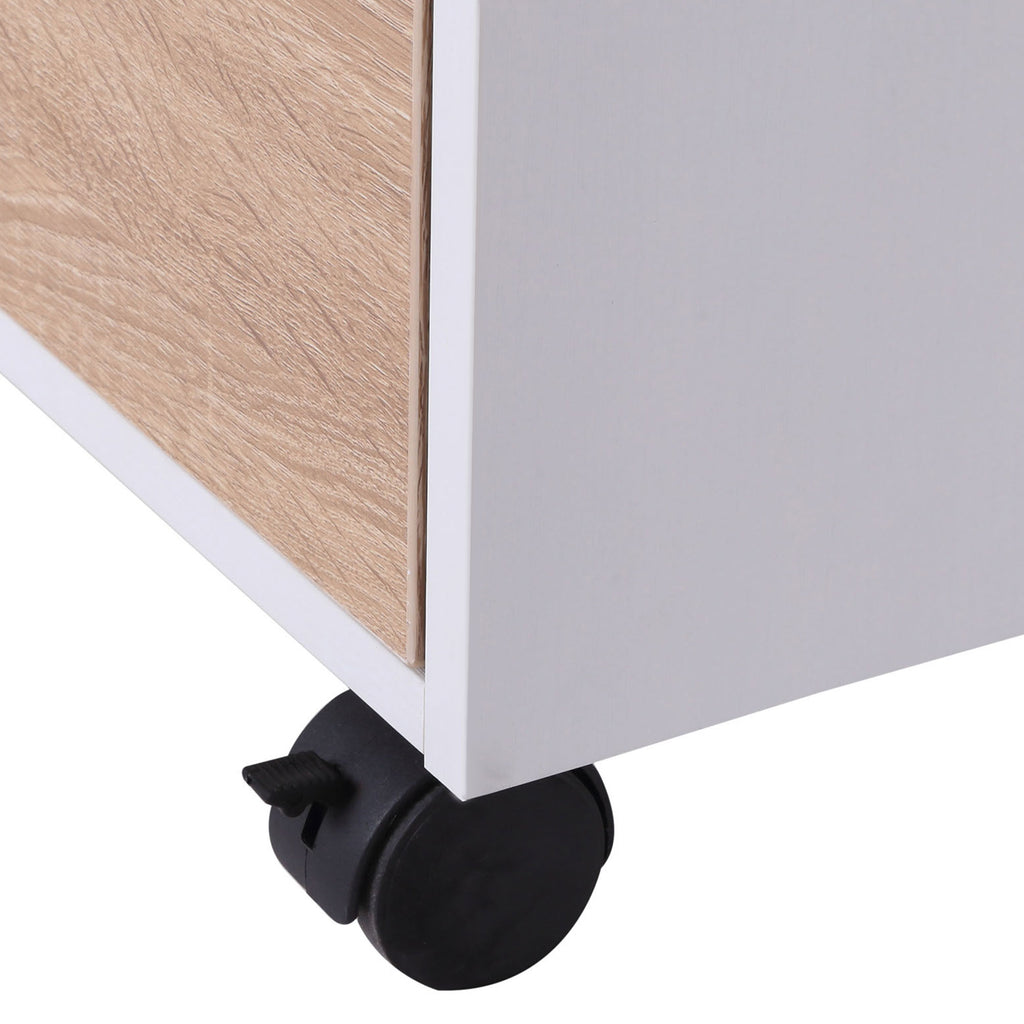 Bloco de Gavetas para Escritório Móvel de Escritório Bloco de Gavetas com 3 Gavetas e 4 Rodas 40x50x57,5 cm Madeira e Branco — foto 8