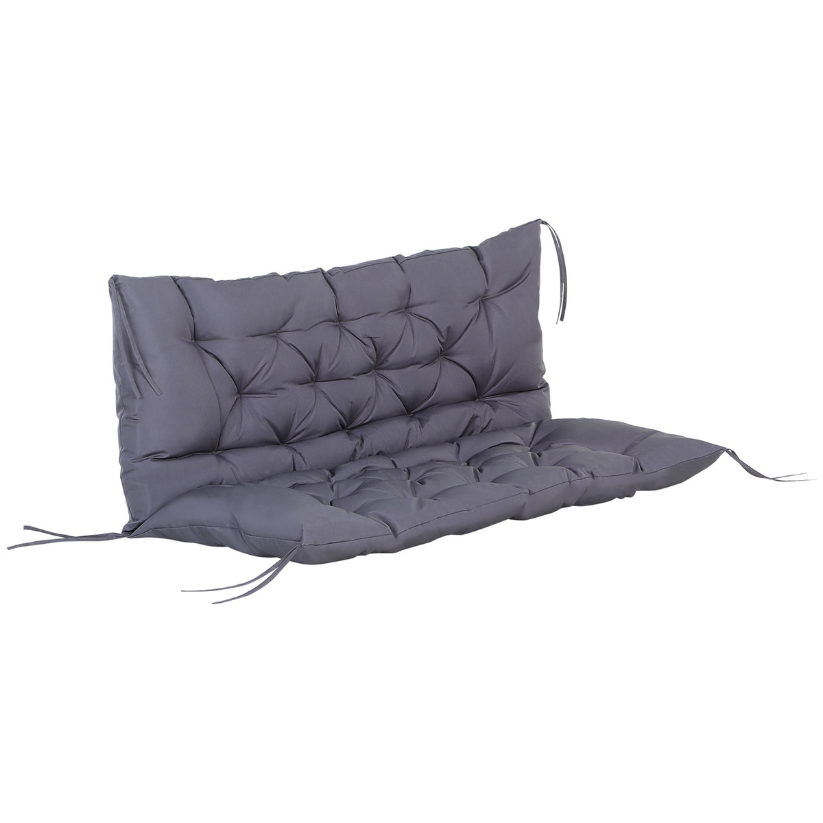 Almofada para Banco com Encosto 120x110x12cm Almofada de Banco de 2 Lugares com 6 Cordões de Fixação para Jardim Terraço Balcão Exterior Cinza — foto 1