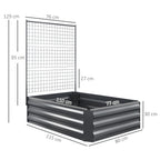 Caixa de Plantio Grande de Exterior Caixa de Plantio de Aço Galvanizado com Treliça para Plantas Trepadeiras e Fundo Aberto para Pátio Varanda 80x115x125 cm Cinza Escuro — foto 3