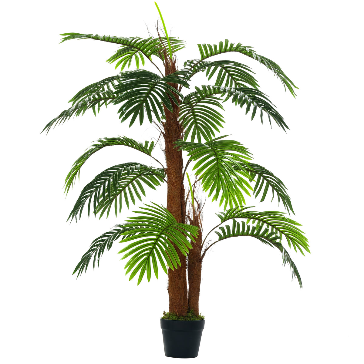 Palmeira Artificial Planta Sintética de 120cm com Vaso 19 Folhas Realistas e 3 Troncos Decoração para Casa Escritório Exterior Verde — foto 1