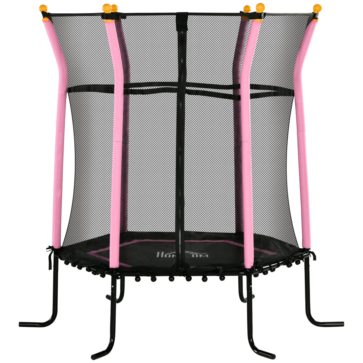 Trampolim para Crianças acima de 3 Anos Cama Elástica Infantil com Rede de Segurança e Estrutura de Aço para Interiores e Exteriores Carga 50kg Ø163,5x163,5 cm Rosa — foto 1