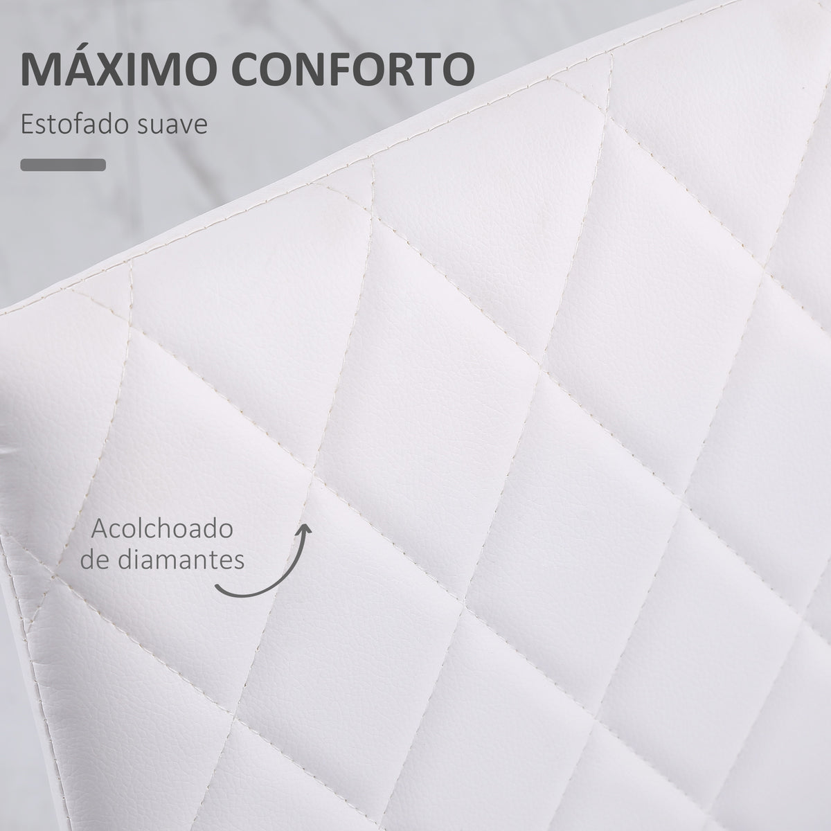 Conjunto de 4 Cadeiras de Sala de Jantar Estofadas com Pés de Metal Cadeiras Modernas para Cozinha Carga Máxima 41x50x91cm Branco — foto 5
