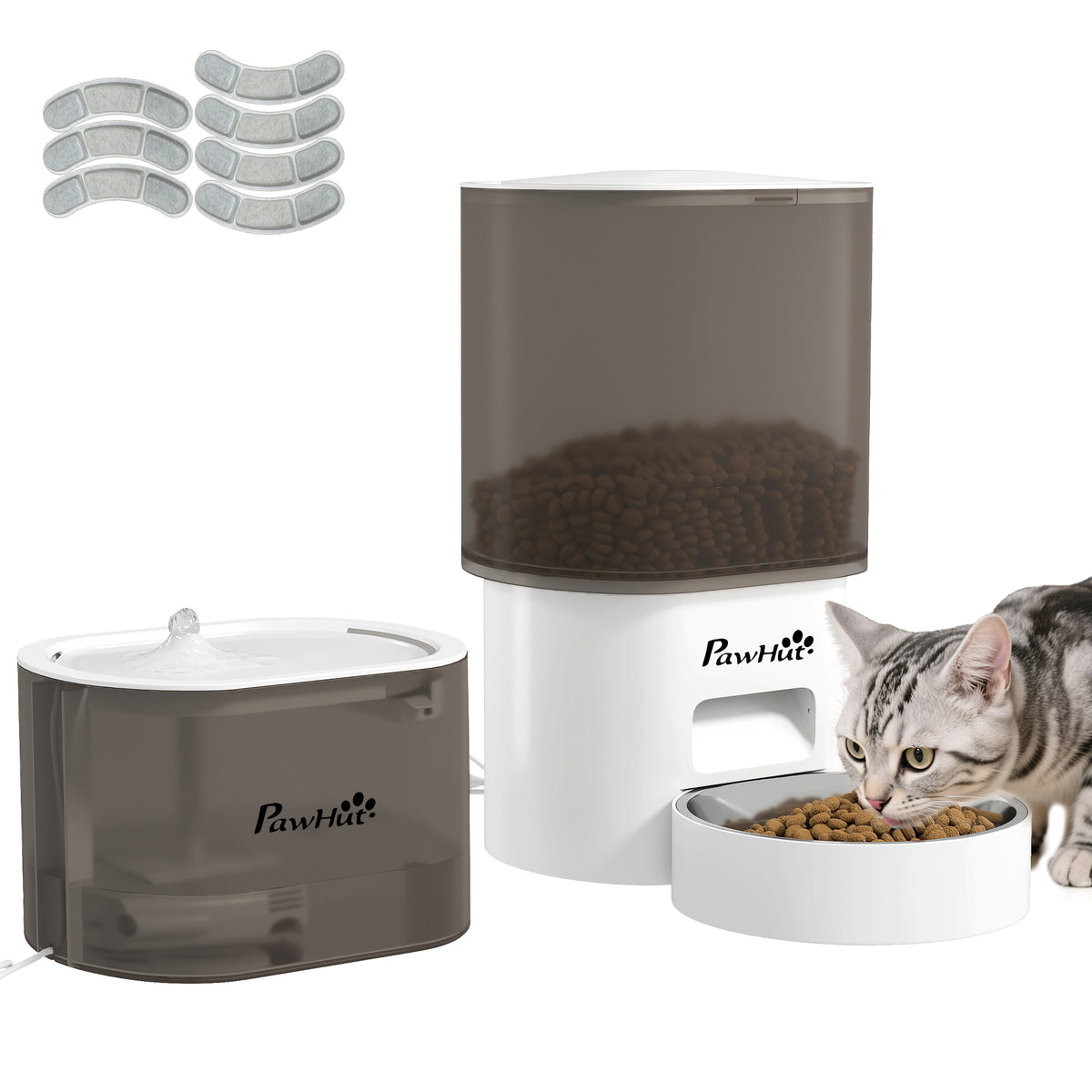 Comedero Automático para Gato Dispensador de Comida para Gatos e Cães de 3 L com Controlo por App (1-10 Refeições por Dia) Filtros e Luz LED Conjunto de Comedero e Bebedouro Automático Silencioso com Cabo USB ou Pilhas — foto 1