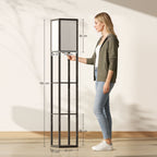 Candeeiro de Pé de Madeira com 3 Prateleiras De Armazenamento para Lâmpada E27 Potência Máx. 40W Candeeiro Moderno para Sala de Estar Dormitório 26x26x160cm Preto — foto 3