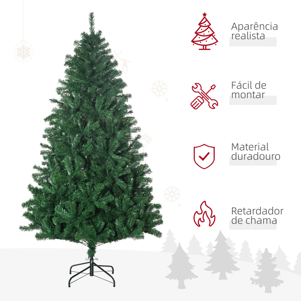 Árvore de Natal 180 cm com 1000 Ramos de PVC e Suporte de Aço Decoração de Natal para Interior Verde — foto 4