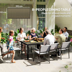 Mesa de Jardim Retangular Mesa de Exterior para 8 Pessoas com Bancada de Ripas e Estrutura de Alumínio para Terraço Balcão 190x90x74 cm Preto e Madeira — foto 8