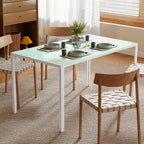 Mesa de Refeição de Vidro Mesa Retangular para 6 Pessoas com Pés de Metal Multifuncional para Cozinha ou Sala 140x80x75 cm Branco — foto 6