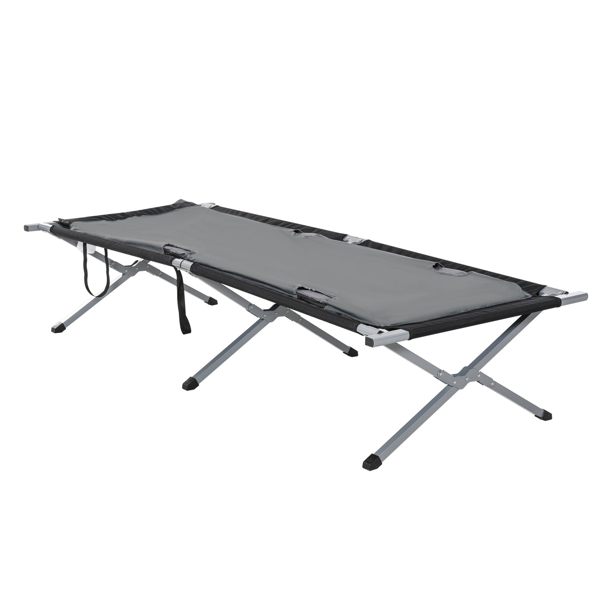 Cama de acampamento dobrável de alumínio com bolsa de transporte portátil capacidade de carga 114 kg para interior e exterior 210x86x42 cm cinza — foto 1