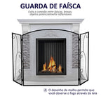 Frente para Lareira de 3 Painéis Frente para Lareira Dobrável com Dobradiças Estrutura Metálica Malha Decorativa 132,5x76,5cm Preto — foto 4