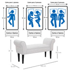 Banco de Pé de Cama Banco com Braços Curvados Estofado e Pés de Madeira para Dormitório Entrada Sala de Estar Carga Máxima 130kg 102x31x51cm Branco — foto 7