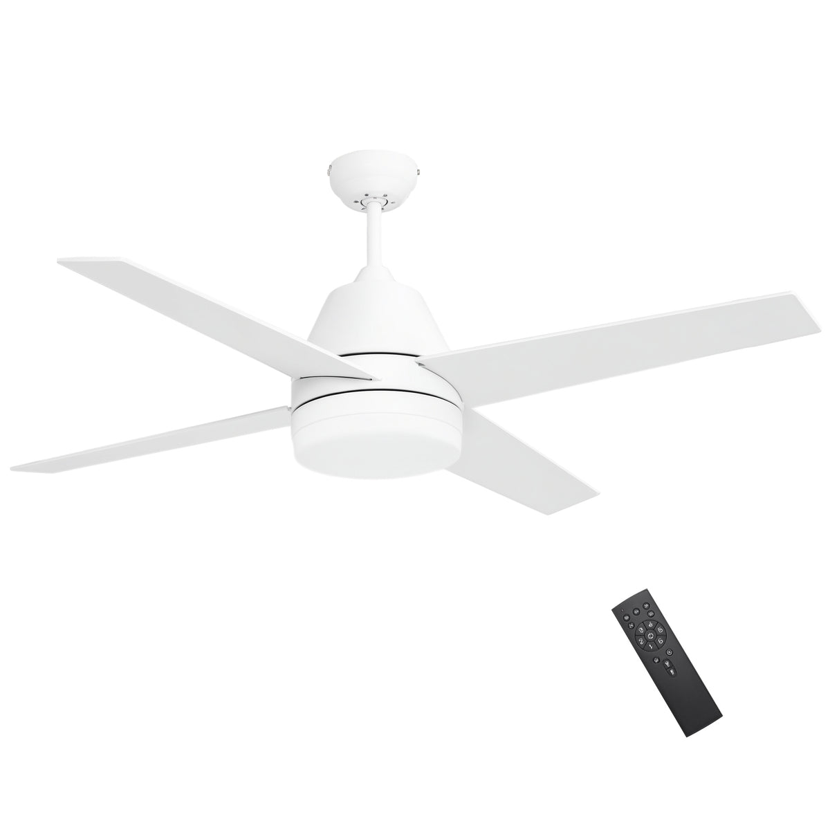 Ventoinha de Teto com Luz 46W Ø129 cm Motor DC Ventoinha de Teto Silencioso com 4 Lâminas Reversíveis Controlo Remoto 6 Velocidades e Temporizador para Quarto Sala Branco — foto 1