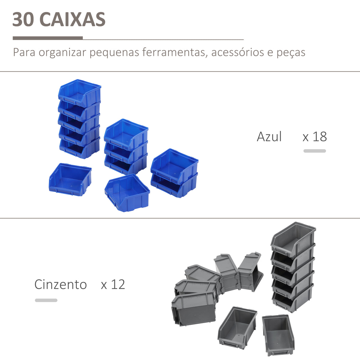 Organizador de Ferragens para Parede Armário Organizador de Ferragens com 30 Caixas de 2 Tamanhos Diferentes 63x18x37,5 cm Azul e Cinza — foto 5