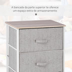 Cómoda com 4 Gavetas de Tecido Móvel de Arrumação Multifuncional para Dormitório Sala de Estar Corredor 45x30x92 cm Cinza e Branco — foto 6