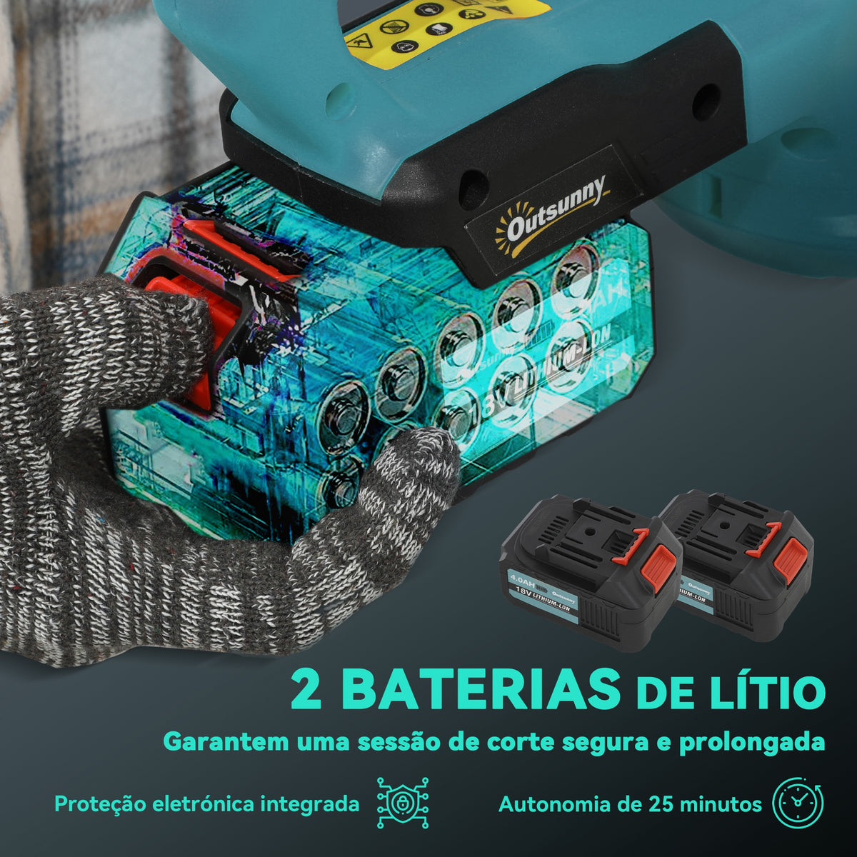 Tesoura Aparadora de Sebes Elétrica Corta Sebes a Bateria 18V com 2 Baterias de 4000mAh Comprimento da Lâmina de 51 cm Motor sem Escovas e Carregador para Sebes e Relva Azul — foto 5