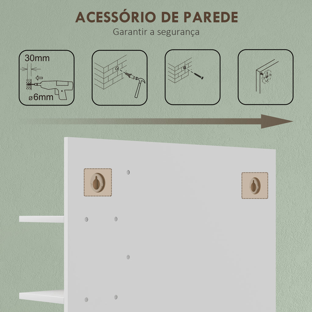 Espelho de Casa de Banho Espelho de Parede Moderno e Retangular com 4 Prateleiras de Armazenamento para Maquilhagem Vestuário 45x15x58,5 cm Branco — foto 6