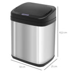 Balde de Lixo Automático 20L Balde de Lixo de Cozinha de Aço Inoxidável com Sensor Infravermelho Abertura Automática Cubo Amovível e Alça 33x25x42,5 cm Prata e Preto — foto 3