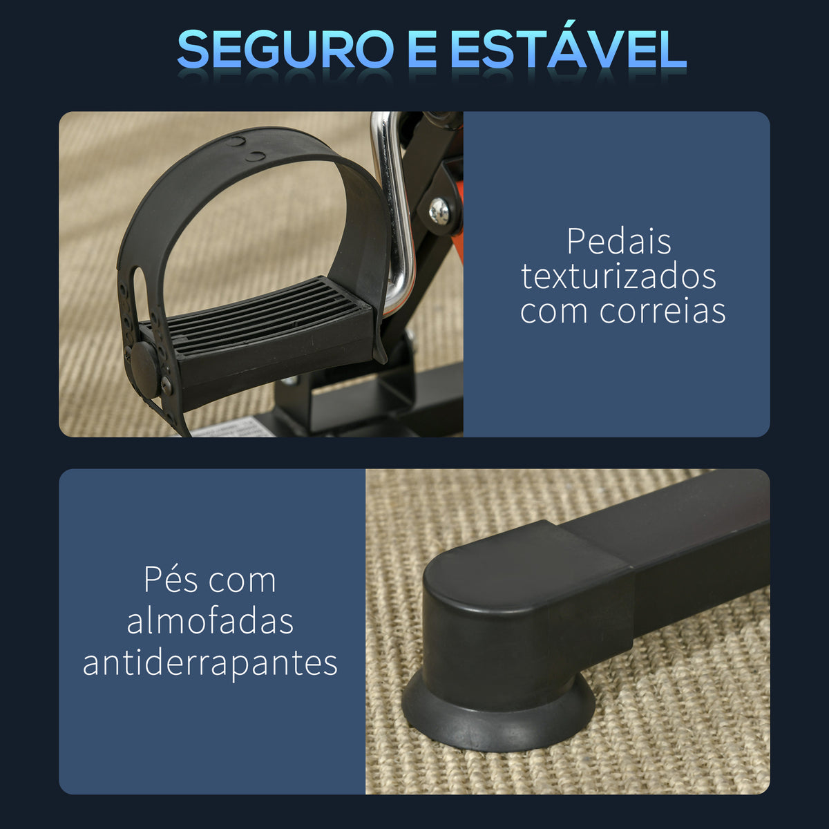 Mini Bicicleta Estática de Exercícios Mini Bicicleta Estática com Altura e Comprimento Ajustáveis Tela LCD Máquina de Pedalar de Mãos e Pernas 33-43x40x24,5-34,5 cm Preto — foto 7