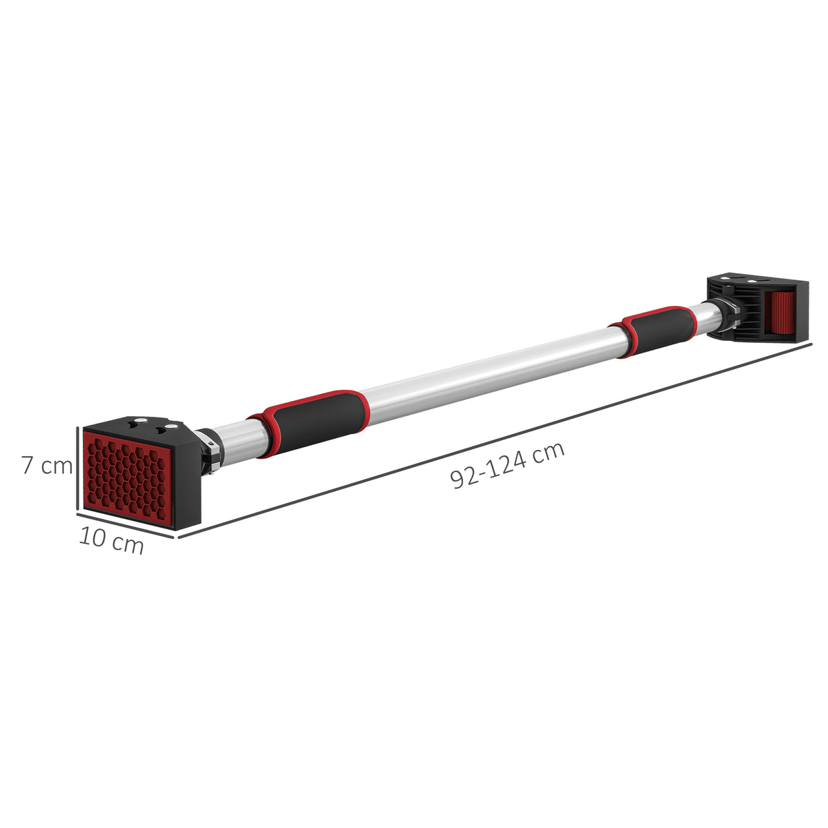 Barra de Elevação para Porta Barra para Fazer Elevações Ajustável de 95 cm a 123 cm Carga 200 kg para Exercícios e Treino em Casa Ginásio Vermelho e Preto — foto 3
