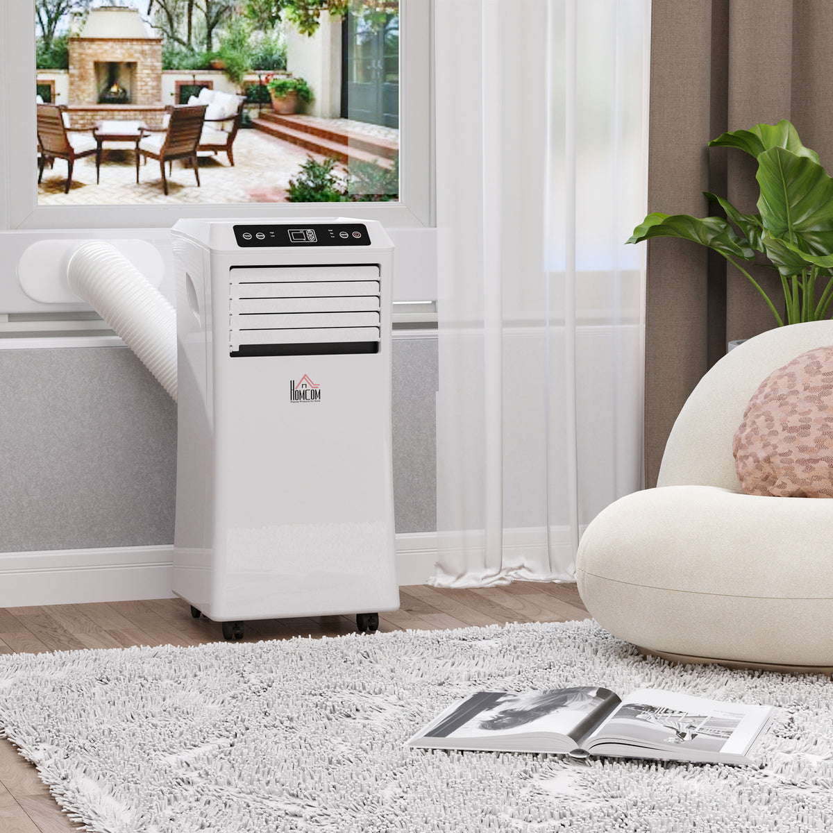 Ar Condicionado Portátil 9000BTU 3 em 1 Refrigerador Ventoinha e Desumidificador com Temporizador Controlo Remoto Potência 1003W Silencioso 35,4x33,8x69,8cm Branco — foto 2