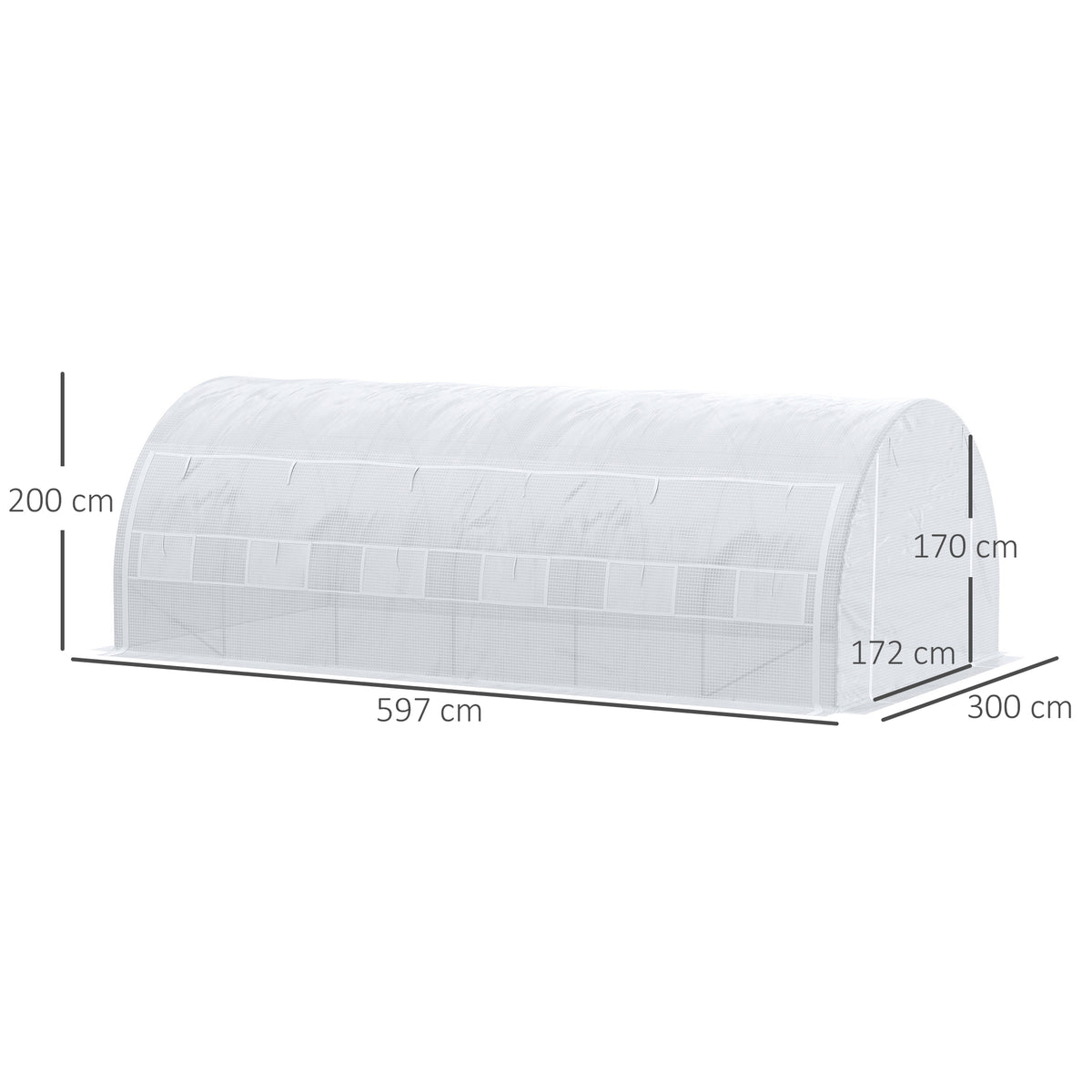 Estufa Tipo Túnel de Jardim 6x3x2m com Porta Enrolável 12 Janelas Cobertura de PE 140g/m² e Metal Galvanizado para Cultivos de Plantas Verduras Branco — foto 3