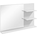 Espelho de Casa de Banho de Parede com 2 Prateleiras Laterais e Prateleira Inferior 75x10x48 cm Branco — foto 1