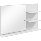 Espelho de Casa de Banho de Parede com 2 Prateleiras Laterais e Prateleira Inferior 75x10x48 cm Branco — foto 1