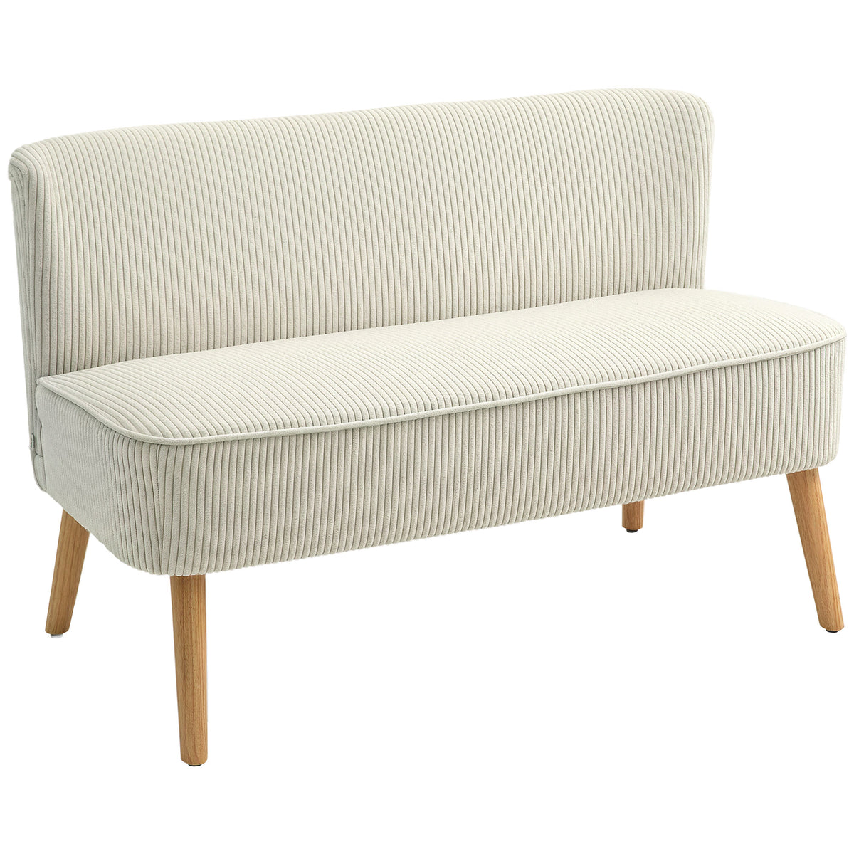 Sofá de 2 Lugares Estofamento Macio Capa Fácil de Cuidar Capacidade de Carga Até 150 Kg 117x56,5x77 cm Branco Creme — foto 1