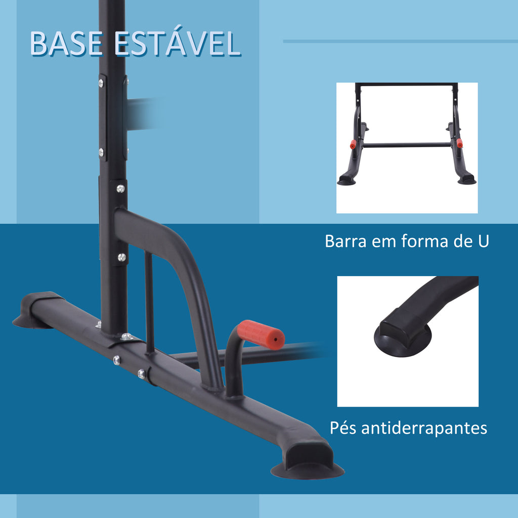 Torre de Exercícios Estação Multifuncional Altura Ajustável com 7 Orifícios para Treinamento Fitness para Casa Academia Escritório Carga Máxima 120kg 123x98x189-239cm Preto e Vermelho — foto 7