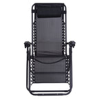 Conjunto de 1 Mesa e 2 Espreguiçadeiras Conjunto de Exterior Dobrável e Portátil para Jardim Praia Relaxante com Encosto Reclinável Textilene Aço Preto — foto 5