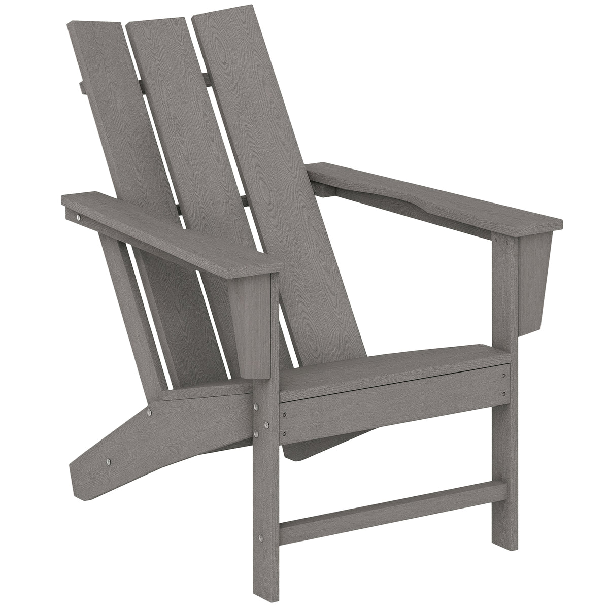 Cadeira Adirondack de Exterior Cadeira de Jardim com Assento Extra Largo Carga 120 kg para Pátio Varanda 75x83x90 cm Cinzento Escuro — foto 1