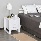 Mesa de Cabeceira com 2 Gavetas Pés e Base Elevada para Dormitório Mesa Lateral para Sala de Estar Estilo Moderno 48x39x54cm Branco — foto 2