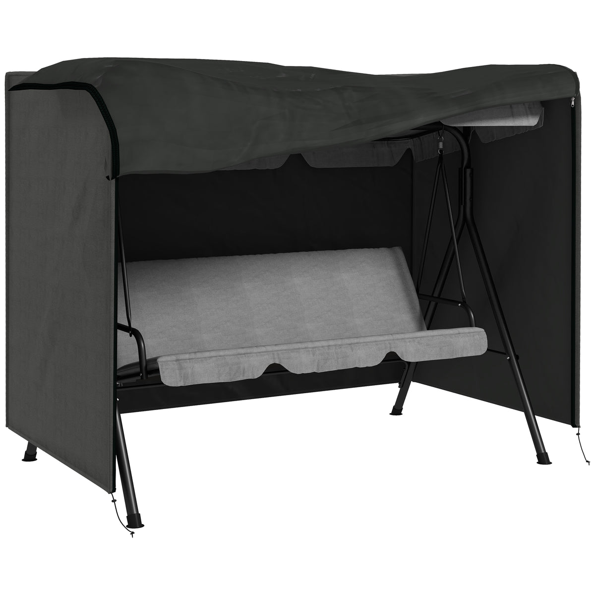 Capa para Móveis de Jardim Capa Protetora para Baloiços de Exterior com Fecho de Correr 205x124x164 cm Cinza Escuro — foto 1
