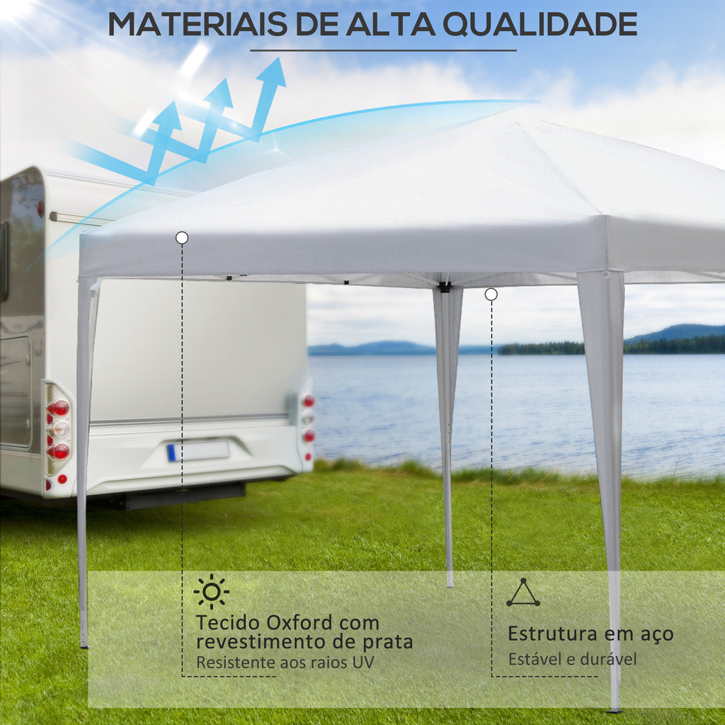 Tenda Dobrável 2,95x2,95 cm com Bolsa de Transporte Altura Ajustável Anti-UV e Impermeável para Terraço Pátio e Praia Branco Prateado — foto 4
