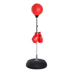 Saco de Boxe de Pé Punching Ball com Altura Ajustável em 4 Níveis 126-144 cm Base Preenchível e Luvas de Boxe para Adultos e Adolescentes Vermelho e Preto — foto 1