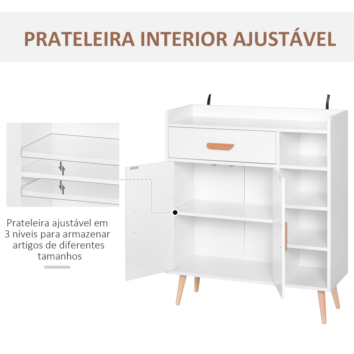 Armário Gabinete Móveis Multiuso para Sala de Jantar Sala de Estar Casa de Banho Corredor 80x29,5x96cm — foto 7