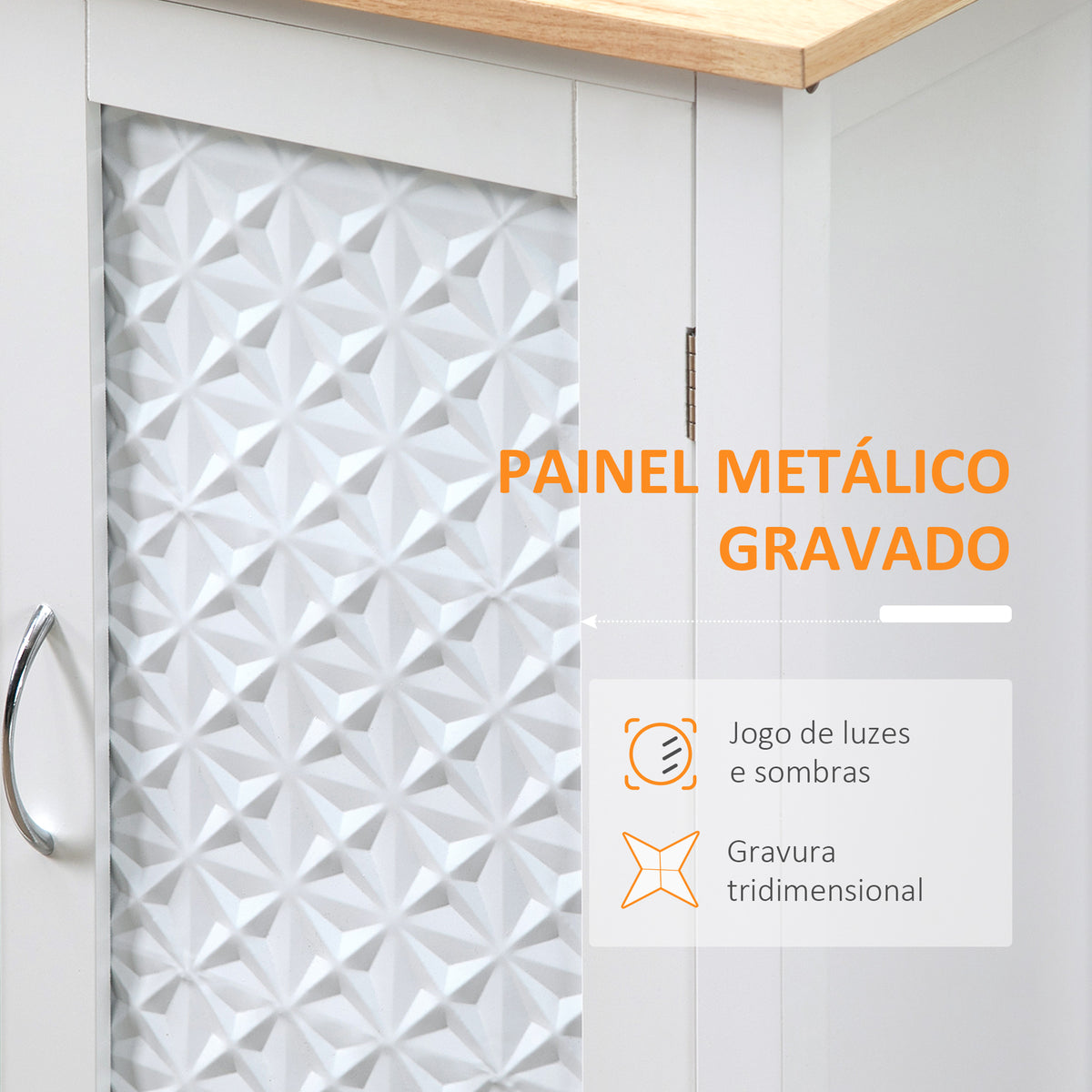 Carrinho de Cozinha com Rodas Carrinho de Serviço com Gaveta Prateleiras e Armário com Prateleira Interior Ajustável 92x40x84cm Branco — foto 5