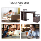 Mesa para Computador 120cm Secretária para Escritório com Múltiplas Prateleiras Gavetas Bandeja de Teclado Suporte para Monitor Impressora e CPU 152x60x88cm Marrom — foto 7