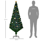 Árvore de Natal Artificial Pinheiros 180 cm com Suporte Decorações de Natal Estrela Flocos Fibra Óptica Brilhante LED Multicolor Retardador de Chama — foto 3