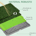 Resguardo de Treino para Cães com 2 Relvas Artificiais Sanitário para Cães com Grade e Bandeja para Treino de Filhotes no Exterior e Interior 67x41x3,5 cm Verde — foto 5