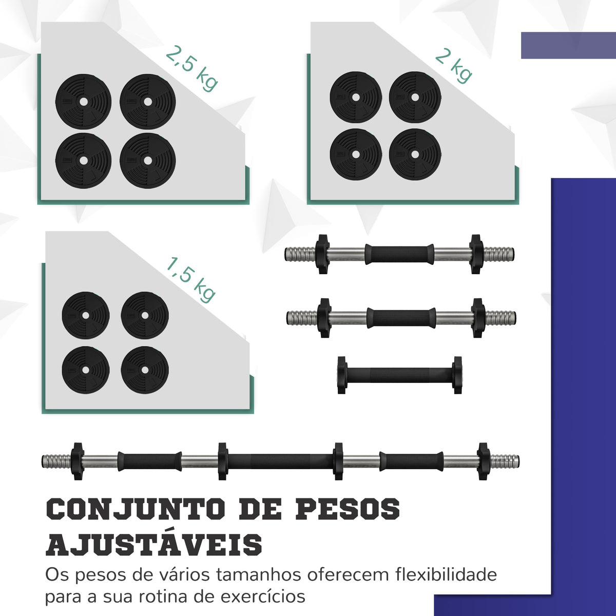 Conjunto de Halteres 25 kg 2 em 1 Conjunto de Pesos com Barra e Pega Antiderrapante para Treino de Força em Casa Ginásio Escritório Preto e Verde — foto 5