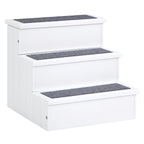 Escada para Animais de Estimação de 3 Degraus com Armazenamento e Tapete Antiderrapante Portátil Carga Máxima 30kg 40,5x44,5x38 cm Branco — foto 1