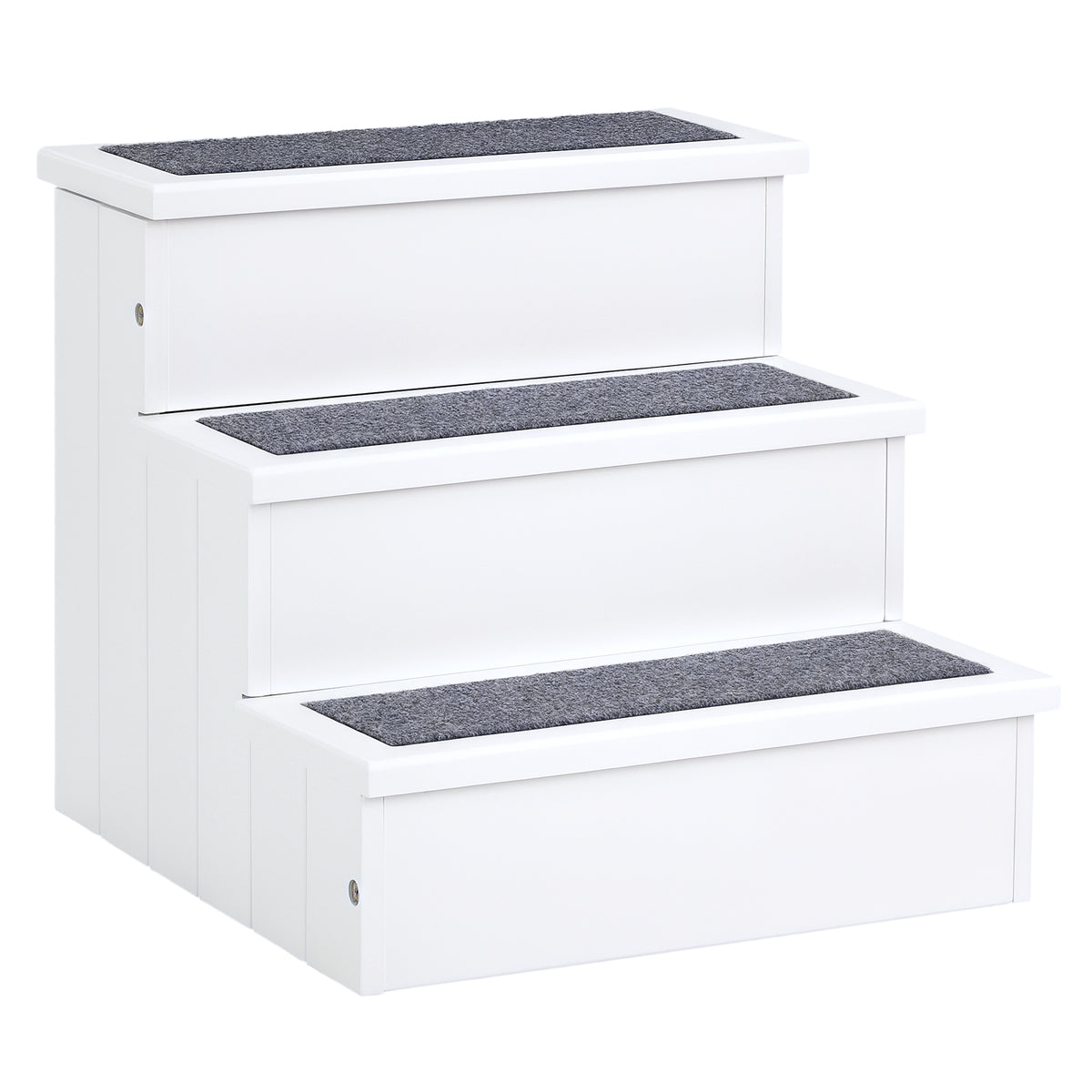 Escada para Animais de Estimação de 3 Degraus com Armazenamento e Tapete Antiderrapante Portátil Carga Máxima 30kg 40,5x44,5x38 cm Branco — foto 1