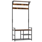 Móvel Cabide de Entrada com 3 Prateleiras 9 Ganchos Armário de Entrada com Cabides de Estilo Industrial 84x34,5x180cm Marrom e Preto — foto 1