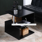 Mesa de Apoio de 3 Níveis Mesa Auxiliar Moderna com Forma de S Prateleiras Abertas e Estrutura de Metal para Sala Quarto 50x50x50 cm Preto Brilhante — foto 5