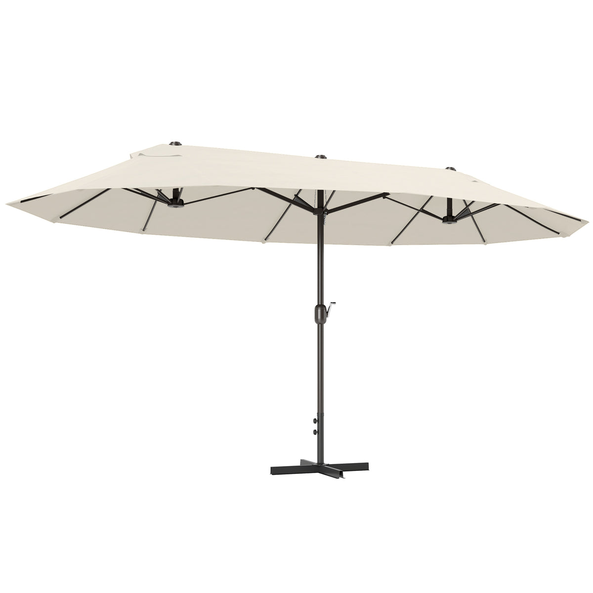 Chapéu de Sol Duplo 4,55x2,65x2,38 m Chapéu de Sol de Jardim com Manivela Manual Resistente à Água e com Proteção Solar UV para Terraço Pátio Creme — foto 1