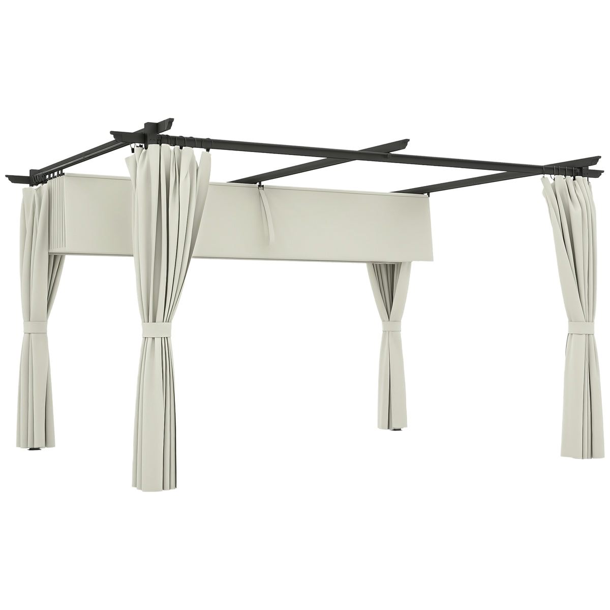 Pérgola com Teto Retrátil 3,9x3x2,2 m Pérgola de Alumínio com Paredes Laterais Tecido de Poliéster Anti UV Resistente a Água Pérgola para Jardim Pátio Creme — foto 1