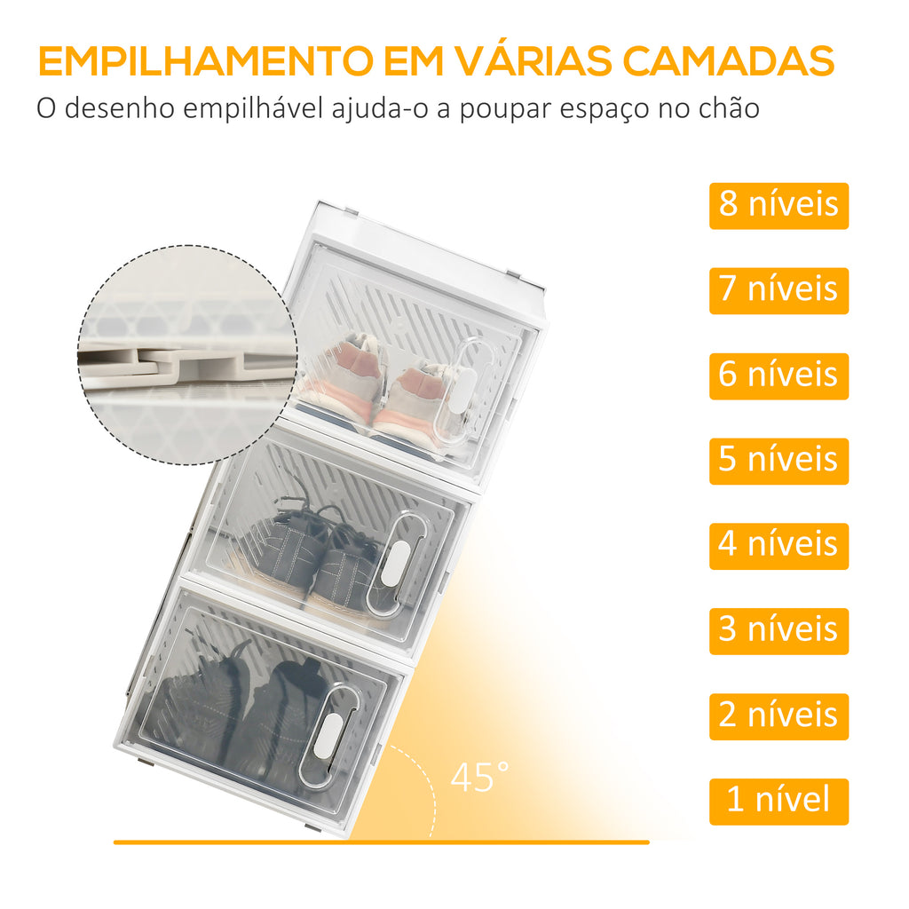 Armário Modular de Plástico Sapateira Modular com 8 Cubos Portas Magnéticas Organizador de Sapatos para Entrada Corredor Dormitório 28x36x21cm Transparente — foto 4